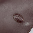 CARTIER Must Line Shoulder Bag Leather Bordeaux Gold Auth 160731-14