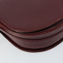 CARTIER Shoulder Bag Leather Bordeaux Gold Auth 160732-11
