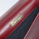 CARTIER Shoulder Bag Leather Bordeaux Gold Auth 160732-16