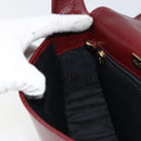 CARTIER Shoulder Bag Leather Bordeaux Gold Auth 160732-19