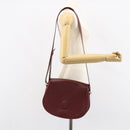 CARTIER Shoulder Bag Leather Bordeaux Gold Auth 160732-22
