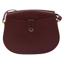 CARTIER Shoulder Bag Leather Bordeaux Gold Auth 160732-3
