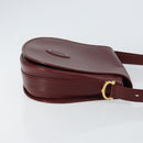 CARTIER Shoulder Bag Leather Bordeaux Gold Auth 160732-4