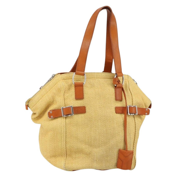 SAINT LAURENT Tote Bag Canvas Beige Silver 203820 Auth 160733