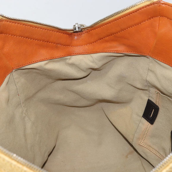 SAINT LAURENT Tote Bag Canvas Beige Silver 203820 Auth 160733