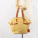 SAINT LAURENT Tote Bag Canvas Beige Silver 203820 Auth 160733-23