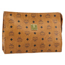 MCM Logogram Vicetos Clutch Bag PVC Leather Brown Gold Auth 160736-1