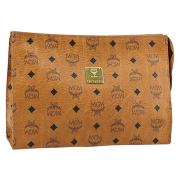 MCM Logogram Vicetos Clutch Bag PVC Leather Brown Gold Auth 160736