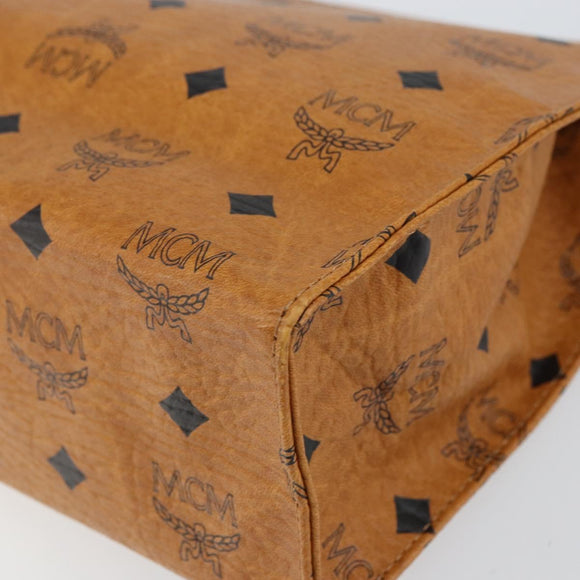 MCM Logogram Vicetos Clutch Bag PVC Leather Brown Gold Auth 160736