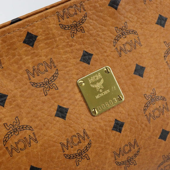 MCM Logogram Vicetos Clutch Bag PVC Leather Brown Gold Auth 160736