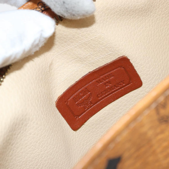 MCM Logogram Vicetos Clutch Bag PVC Leather Brown Gold Auth 160736