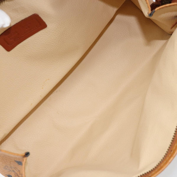 MCM Logogram Vicetos Clutch Bag PVC Leather Brown Gold Auth 160736