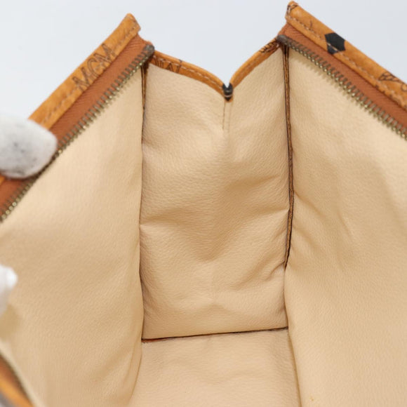 MCM Logogram Vicetos Clutch Bag PVC Leather Brown Gold Auth 160736