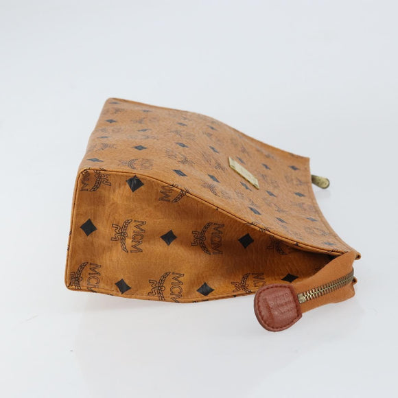 MCM Logogram Vicetos Clutch Bag PVC Leather Brown Gold Auth 160736
