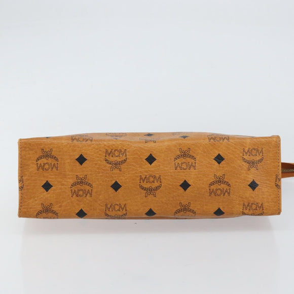 MCM Logogram Vicetos Clutch Bag PVC Leather Brown Gold Auth 160736