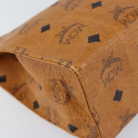 MCM Logogram Vicetos Clutch Bag PVC Leather Brown Gold Auth 160736