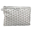 Jimmy Choo Studs Clutch Bag Leather Silver Auth 160738-1