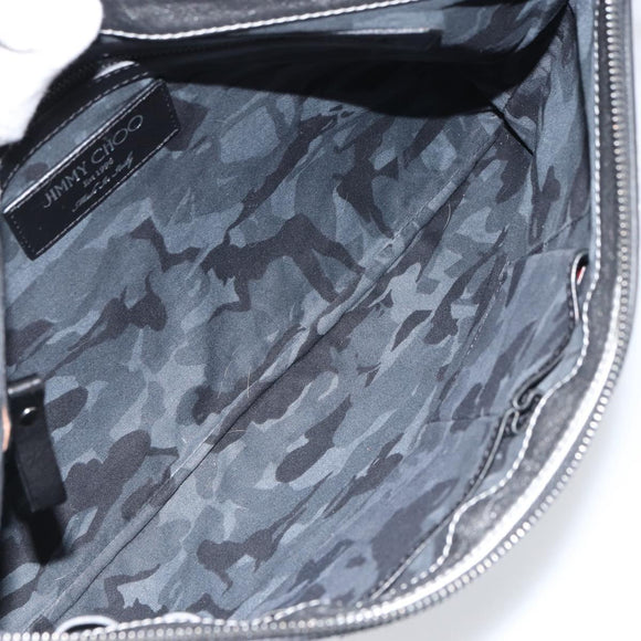 Jimmy Choo Studs Clutch Bag Leather Silver Auth 160738