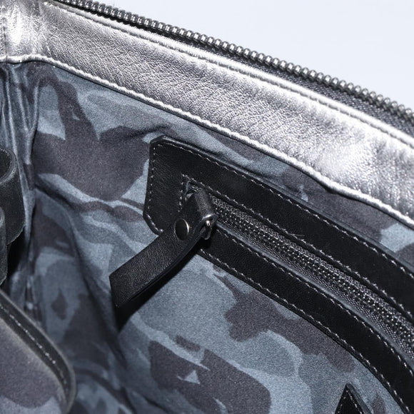 Jimmy Choo Studs Clutch Bag Leather Silver Auth 160738