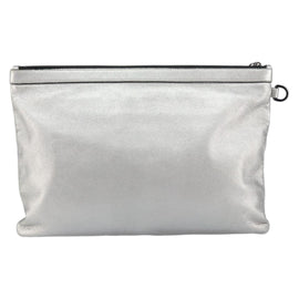 Jimmy Choo Studs Clutch Bag Leather Silver Auth 160738 - 0