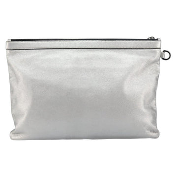 Jimmy Choo Studs Clutch Bag Leather Silver Auth 160738 - 0