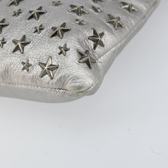 Jimmy Choo Studs Clutch Bag Leather Silver Auth 160738