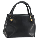 VERSACE Hand Bag Leather Black Gold Auth 160742-1
