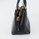 VERSACE Hand Bag Leather Black Gold Auth 160742-3