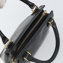 VERSACE Hand Bag Leather Black Gold Auth 160742-6