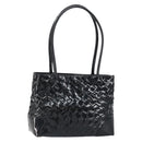 BOTTEGA VENETA INTRECCIATO Tote Bag Enamel Black Gold Auth 160743-1