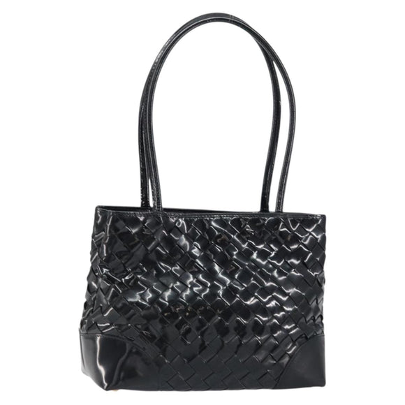 BOTTEGA VENETA INTRECCIATO Tote Bag Enamel Black Gold Auth 160743