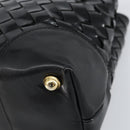 BOTTEGA VENETA INTRECCIATO Tote Bag Enamel Black Gold Auth 160743-9