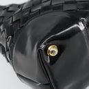 BOTTEGA VENETA INTRECCIATO Tote Bag Enamel Black Gold Auth 160743-14