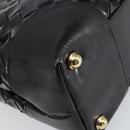 BOTTEGA VENETA INTRECCIATO Tote Bag Enamel Black Gold Auth 160743-16