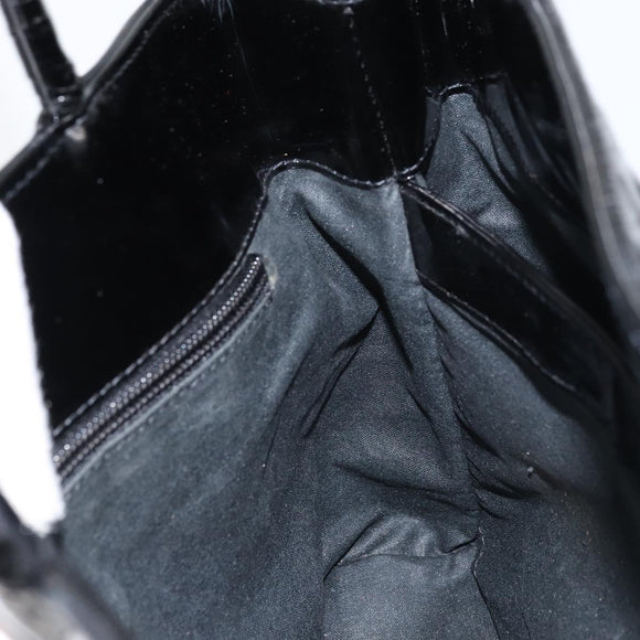 BOTTEGA VENETA INTRECCIATO Tote Bag Enamel Black Gold Auth 160743