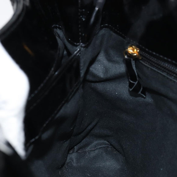 BOTTEGA VENETA INTRECCIATO Tote Bag Enamel Black Gold Auth 160743