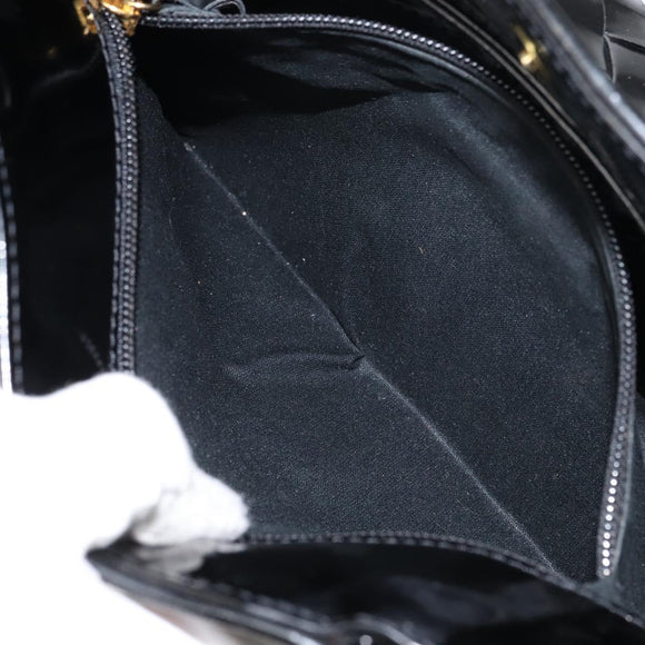 BOTTEGA VENETA INTRECCIATO Tote Bag Enamel Black Gold Auth 160743