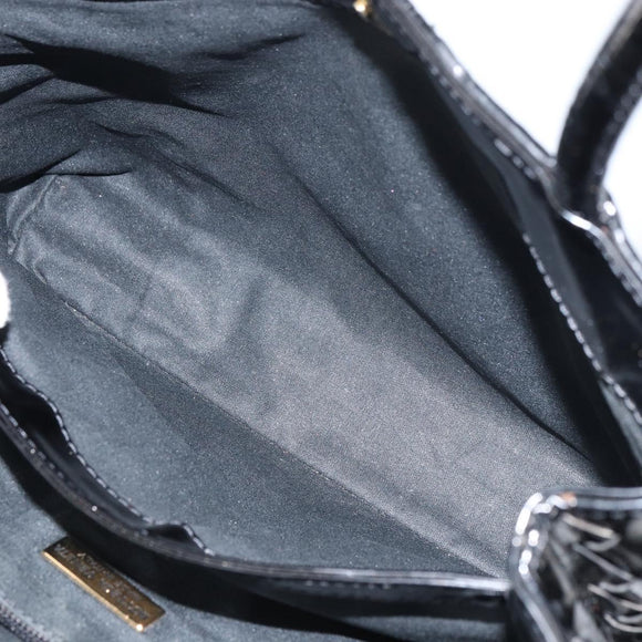 BOTTEGA VENETA INTRECCIATO Tote Bag Enamel Black Gold Auth 160743