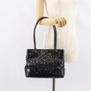 BOTTEGA VENETA INTRECCIATO Tote Bag Enamel Black Gold Auth 160743-21