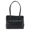 BOTTEGA VENETA INTRECCIATO Tote Bag Enamel Black Gold Auth 160743-2