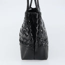 BOTTEGA VENETA INTRECCIATO Tote Bag Enamel Black Gold Auth 160743-4