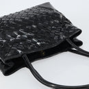 BOTTEGA VENETA INTRECCIATO Tote Bag Enamel Black Gold Auth 160743-6