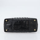 BOTTEGA VENETA INTRECCIATO Tote Bag Enamel Black Gold Auth 160743-5