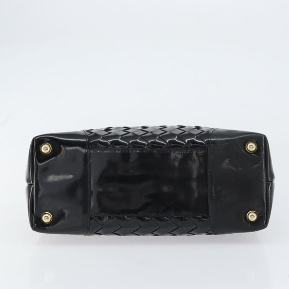 BOTTEGA VENETA INTRECCIATO Tote Bag Enamel Black Gold Auth 160743