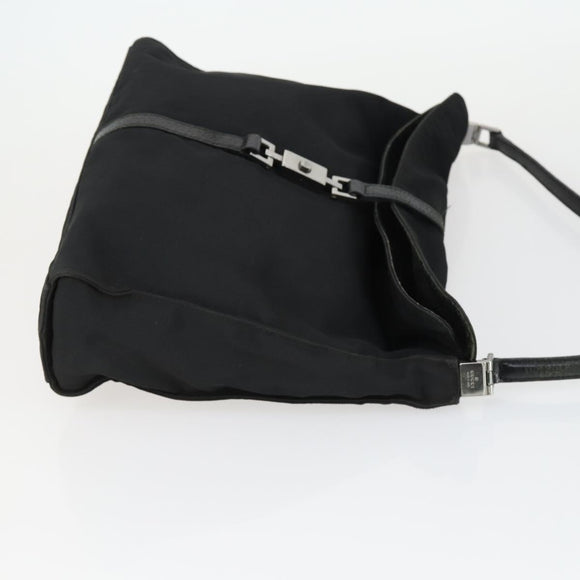 GUCCI Shoulder Bag Canvas Satin Leather 5 Set Black Auth 160747