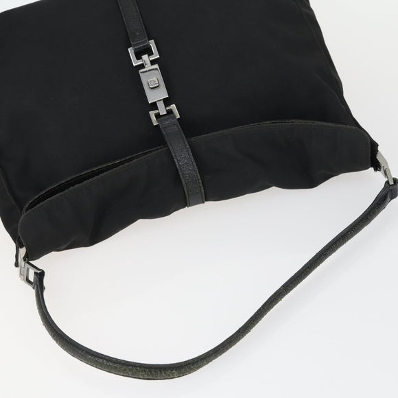 GUCCI Shoulder Bag Canvas Satin Leather 5 Set Black Auth 160747