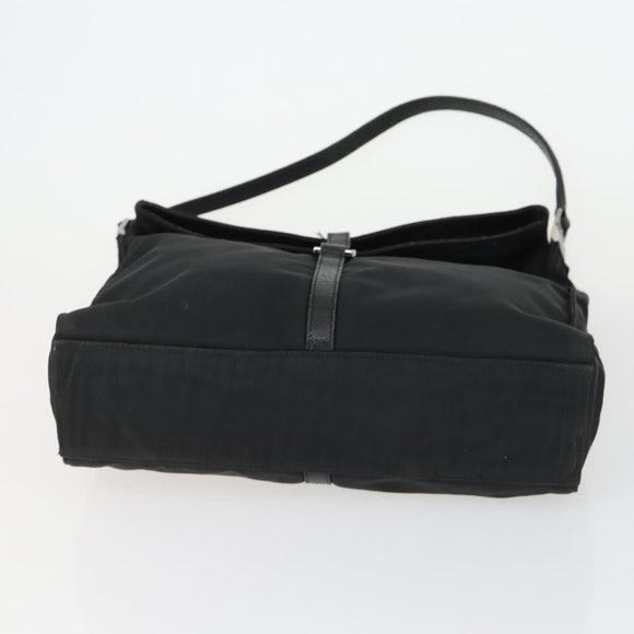 GUCCI Shoulder Bag Canvas Satin Leather 5 Set Black Auth 160747