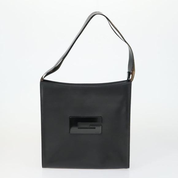 GUCCI Shoulder Bag Canvas Satin Leather 5 Set Black Auth 160747