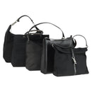 GUCCI Shoulder Bag Canvas Satin Leather 5 Set Black Auth 160747-1