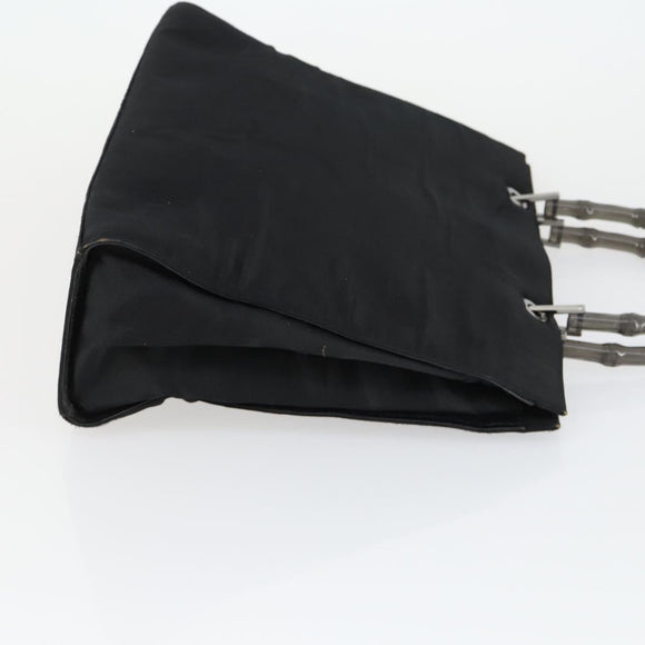 GUCCI Shoulder Bag Canvas Satin Leather 5 Set Black Auth 160747